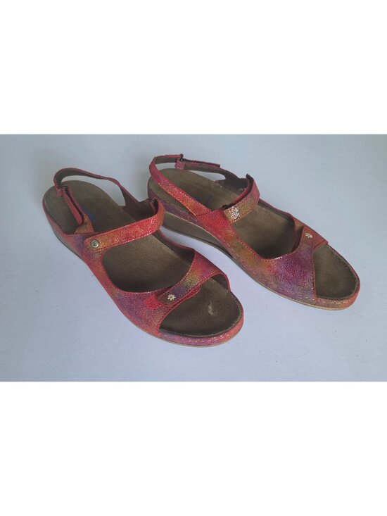 Wolky Shoes - Wolky Comfort Travel Red Leather Adjustable Walking Sandals. Size US 11.5-12